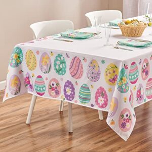 kadut easter tablecloth rectangle, easter eggs fabric table cloth, elegant, bold and cheerful easter egg design. rectangular (60″x 126”) indoor/outdoor use. for spring, easter, and summer tablecloth.