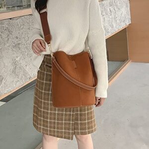 Bucket Bag for Women, Leather Bucket Designer Handbag Purses, Lady Totes Hobo Bags, with Shoulder Strap, for Work Daily