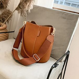 Bucket Bag for Women, Leather Bucket Designer Handbag Purses, Lady Totes Hobo Bags, with Shoulder Strap, for Work Daily