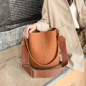 Bucket Bag for Women, Leather Bucket Designer Handbag Purses, Lady Totes Hobo Bags, with Shoulder Strap, for Work Daily