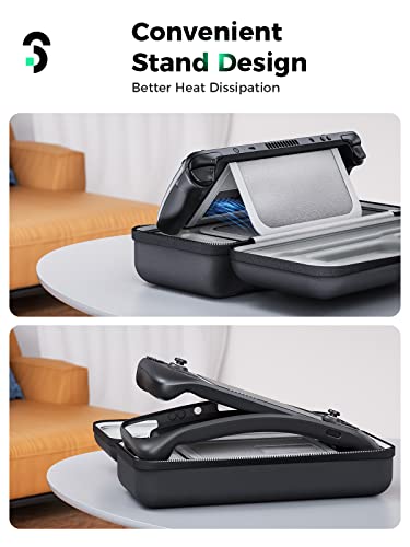 SOOMFON Steam Deck Carrying Case, Protective Hard Shell Carry Case Built-in Adapter Charger Storage, Portable Travel Carrying Case Pouch for Steam Deck Console & Accessories