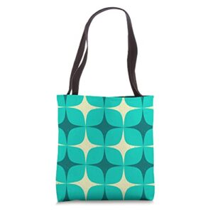 modern teal pattern mid-century modern geometric star tote bag