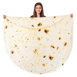 FUNUPUP Burritos Tortillas Blanket Double Sided, 71 inches Adult Size Giant Funny Realistic Food Throw Blanket 290 GSM Soft Warm Flannel Taco Blanket