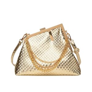 bagkcopp women crystal clutch purses bride and bridesmaid handbag crossbody bag,chain elegant evening bag (gold)
