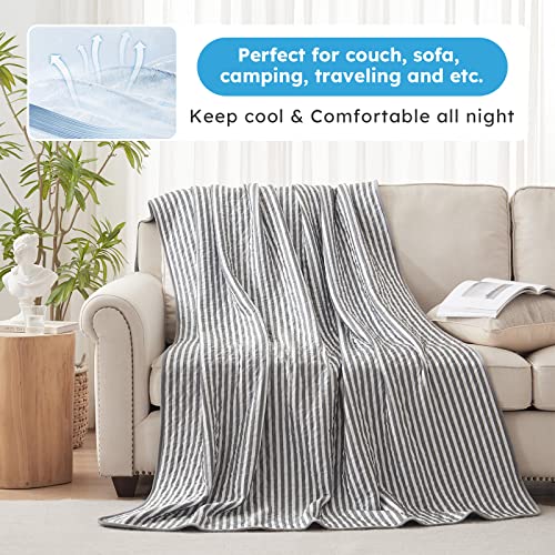 Cozymaker Cooling Throw Blanket for Couch Summer Air Chill Blankets & Throws for Hot Sleepers Lightweight Cozy Gray Cold Blankets Reversible Side for Sofa