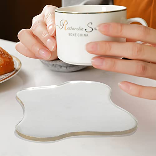 2Pcs Acrylic Irregular Coaster, Transparent Coaster for Desk, Creative Decorative Plate Coaster Mug Pad Mug Pad Coffee Cup Coaster Dining Table Shooting Props (7x6 Inch)