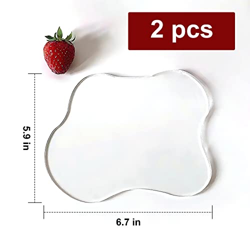 2Pcs Acrylic Irregular Coaster, Transparent Coaster for Desk, Creative Decorative Plate Coaster Mug Pad Mug Pad Coffee Cup Coaster Dining Table Shooting Props (7x6 Inch)