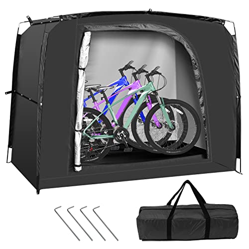 Bike Storage Tent Portable Shed Cover for Bikes, Lawn Mower, Garden Tools, Waterproof Outdoor Backyard Storage Tent Shelter