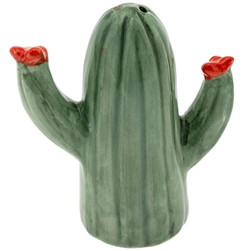 Boston International Salt and Pepper Shakers Everyday Ceramic Serveware, Set of 2, Cactus Bloom