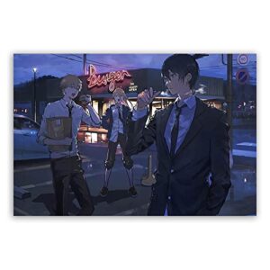 chainsa japanese anime chainsaw man poster manga covers wall art print canvas painting nordic posters and prints wall pictures for living room deco (e,12x18inch unframe)