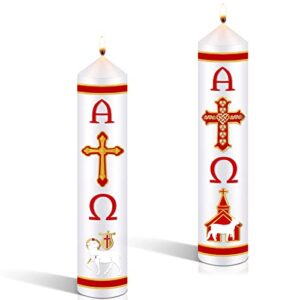 2 pcs easter paschal candle cirios religious catolicos candle baptism prayer religious candles alpha cross week candle easter decoration