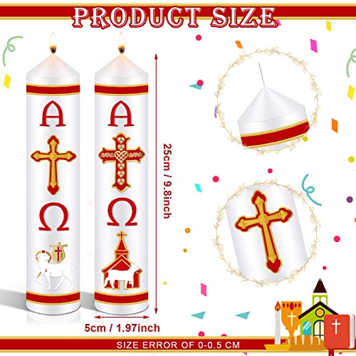 2 Pcs Easter Paschal Candle Cirios Religious Catolicos Candle Baptism Prayer Religious Candles Alpha Cross Week Candle Easter Decoration