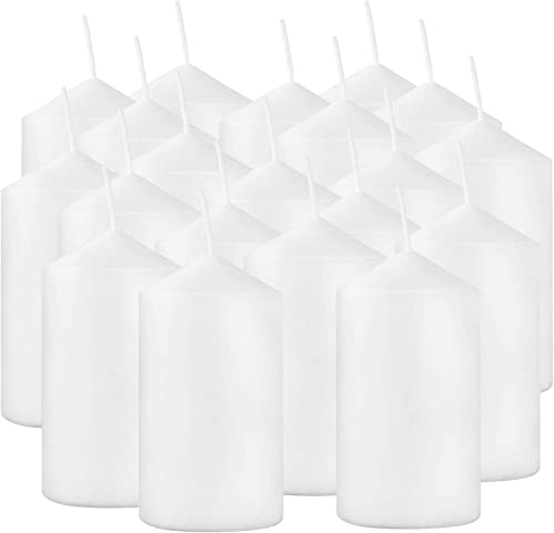 2x4 High White Pillar Candles, Set of 20, Unscented. Bulk Buy. Ideal for Wedding, Emergency Lanterns, Spa, Aromatherapy, Party