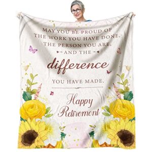 retirement blanket – retirement gifts for women 2023 – happy retired gifts for women – best retirement gift ideas – ultra-soft flannel throw blanket 60 x 50 inch