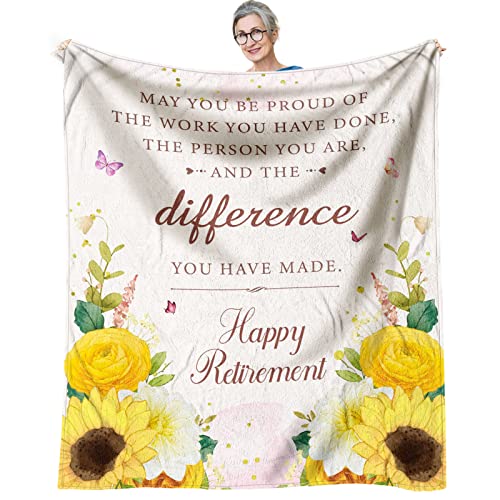 Retirement Blanket - Retirement Gifts for Women 2023 - Happy Retired Gifts for Women - Best Retirement Gift Ideas - Ultra-Soft Flannel Throw Blanket 60 x 50 inch