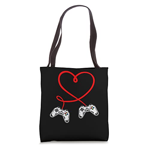 Valentines Day Red Heart Video Game Funny Love Gamer Boy Men Tote Bag