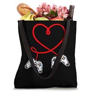 Valentines Day Red Heart Video Game Funny Love Gamer Boy Men Tote Bag