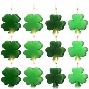 12 pcs st. patrick’s day handmade delicate clover candles st. patrick’s day lucky candles freestanding irish shamrock green candles irish candle decoration for festival party home decoration