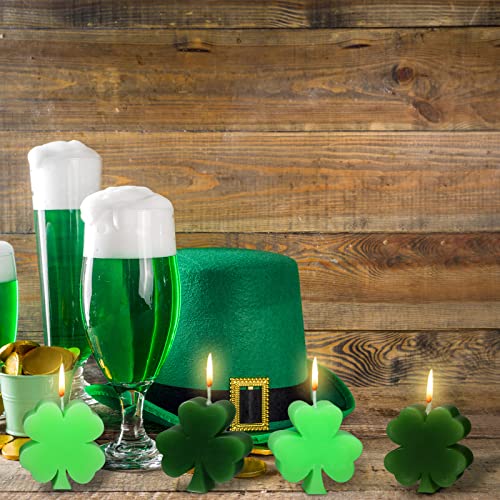 12 Pcs St. Patrick's Day Handmade Delicate Clover Candles St. Patrick's Day Lucky Candles Freestanding Irish Shamrock Green Candles Irish Candle Decoration for Festival Party Home Decoration