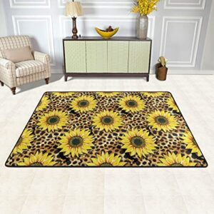 leopard area rugs,sunflowers leopard rug,rugs non slip bath rug carpet soft rugs decor for kitchen bedroom dining home room 36″x24″