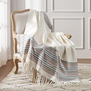 Cozy Bliss Soft Cashmere Like Throw Blanket Lightweight Warm Blanket with Tassels for Couch Sofa Bedroom Travel (Ivory)