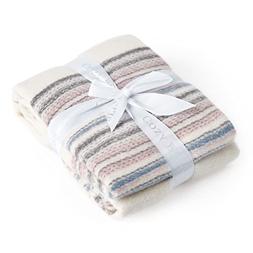 Cozy Bliss Soft Cashmere Like Throw Blanket Lightweight Warm Blanket with Tassels for Couch Sofa Bedroom Travel (Ivory)
