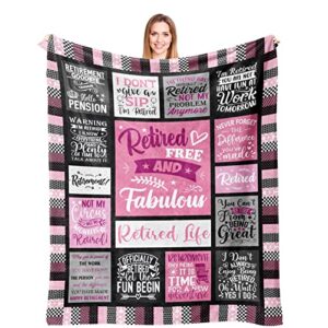 kituzol happy retirement gifts blanket 50″x60″ – retirement gifts for women 2023 – best retirement gifts – coworker leaving gifts for women – goodbye gift blanket – farewell gifts for coworker boss