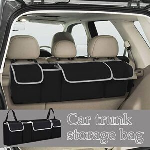 ASUBHA Car Trunk Organizer and Storage, Car Trunk Organizer, Folding Car Trunk Organizer, Collapsible Cargo Storage Bag with 4 Pockets, Backseat Hanging Organizer for SUV, Truck, MPV