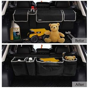 ASUBHA Car Trunk Organizer and Storage, Car Trunk Organizer, Folding Car Trunk Organizer, Collapsible Cargo Storage Bag with 4 Pockets, Backseat Hanging Organizer for SUV, Truck, MPV