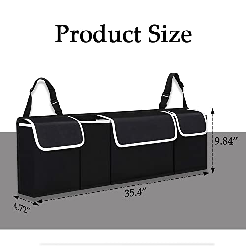 ASUBHA Car Trunk Organizer and Storage, Car Trunk Organizer, Folding Car Trunk Organizer, Collapsible Cargo Storage Bag with 4 Pockets, Backseat Hanging Organizer for SUV, Truck, MPV