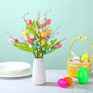 6 pack artificial easter flower easter spray with easter eggs and berries decorative spring floral stems speckled easter picks branches for floral arrangement centerpiece wreath decoration