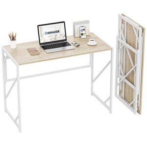 elephance folding desk writing computer desk for home office, no-assembly study office desk foldable table for small spaces