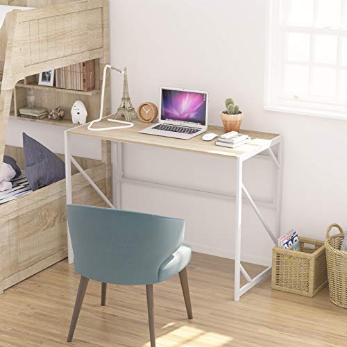 Elephance Folding Desk Writing Computer Desk for Home Office, No-Assembly Study Office Desk Foldable Table for Small Spaces