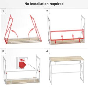 Elephance Folding Desk Writing Computer Desk for Home Office, No-Assembly Study Office Desk Foldable Table for Small Spaces