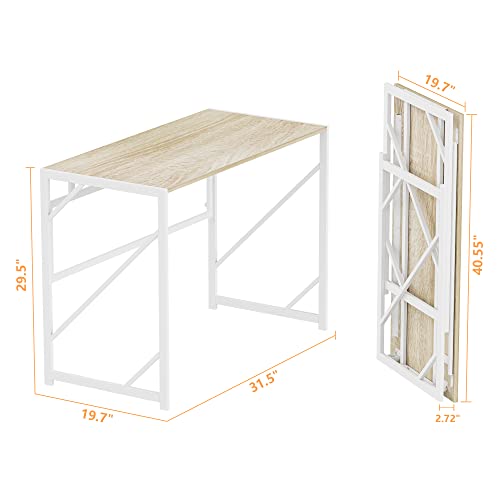 Elephance Folding Desk Writing Computer Desk for Home Office, No-Assembly Study Office Desk Foldable Table for Small Spaces