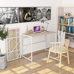 Elephance Folding Desk Writing Computer Desk for Home Office, No-Assembly Study Office Desk Foldable Table for Small Spaces