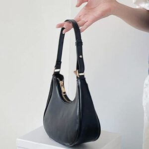 Fashion new handbag, Small Hobo Bags for Women Dumpling Shoulder Bag armpit bag moon handbag with Zipper Closure (G-Black)