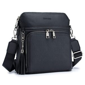 roulens crossbody bag for women,lightweight medium crossbody purse soft leather women’s shoulder handbags with tassel