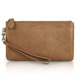 befen genuine leather wristlet clutch wallet purse, clutch purses for women-vintage caramel brown