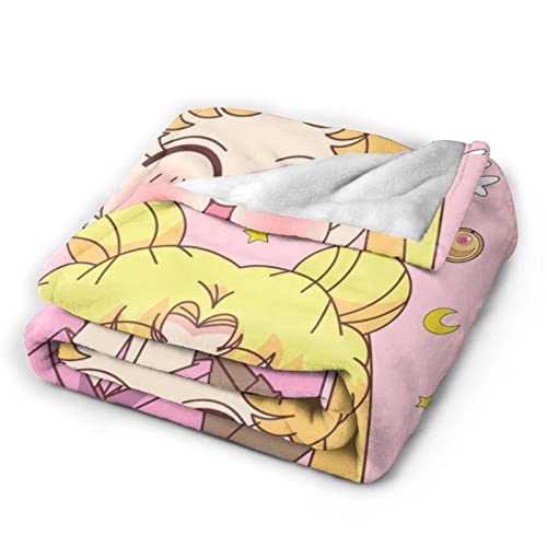 Slafoiu Anime Blanket Cute Pink Throw Blanket Soft Cozy Blankets for Bed Sofa Couch Gifts for Women Girls 50" x 40"