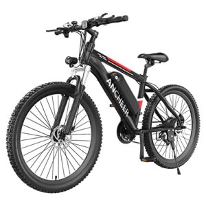 ancheer 26” gladiator electric bike for adults 500w ebike 20mph adult electric mountain bike, 48v 10.4ah removable lithium battery, cruise control, shimano 21s gears, 3.5hours charge