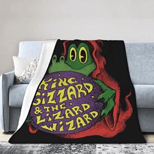 king music gizzard and lizard and wizard comfortable and warm super soft blanket for home decoration anti-fleece flannel blanket, suitable for adults and children 50″x40″