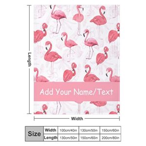 Custom Name Flamingo Blanket Gifts, 50"x40" Pink Flamingo Throw Blankets, Personalized Fuzzy Soft Plush Blanket for Girls Women, Gifts for Flamingo Lovers, All Season Throw Blanket for Sofa Bed Couch