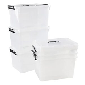 bblina 10 liters clear storage boxes, plastic organizer tote bins set of 6