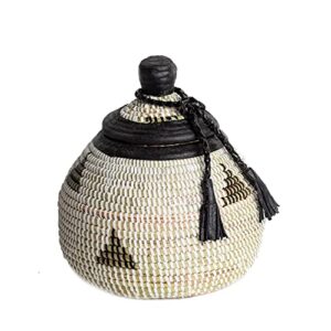 (d) dakar decorative baskets for home decor storage with lid, woven barrel 10×9