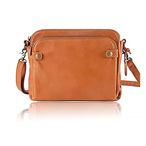 Genryu Crossbody Leather Shoulder Bags and Clutches, Three Layer Leather Crossbody Shoulder, Women's Casual Multi Layers Purses Clutches (Brown)