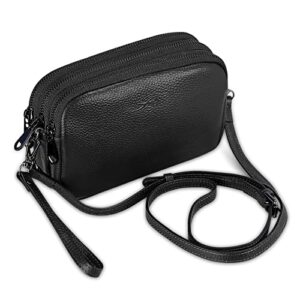 fukutai genuine leather crossbody bags shoulder purses for women – real leather lightweight soft crossbody bag pocketbook (black)