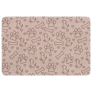 brown dog paw prints, indoor door mat durable front door mats entryway rug non-slip absorbent area rugs resist dirt rugs for room decor, 24″x16″