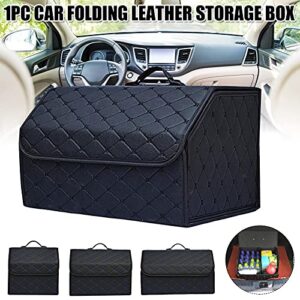 Car Storage Bag Pu Leather Trunk Organizer Box Bags Folding Car Trunk Stowing Portable Boxes (48cm)