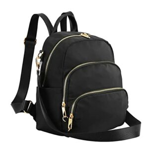 Glam4ever Mini Backpack Purse for Women Teen Girls Black Nylon Daypacks School Bag Travel Bag Hiking Bag Shoulder Bag Crossbody Bag Shopping Bag